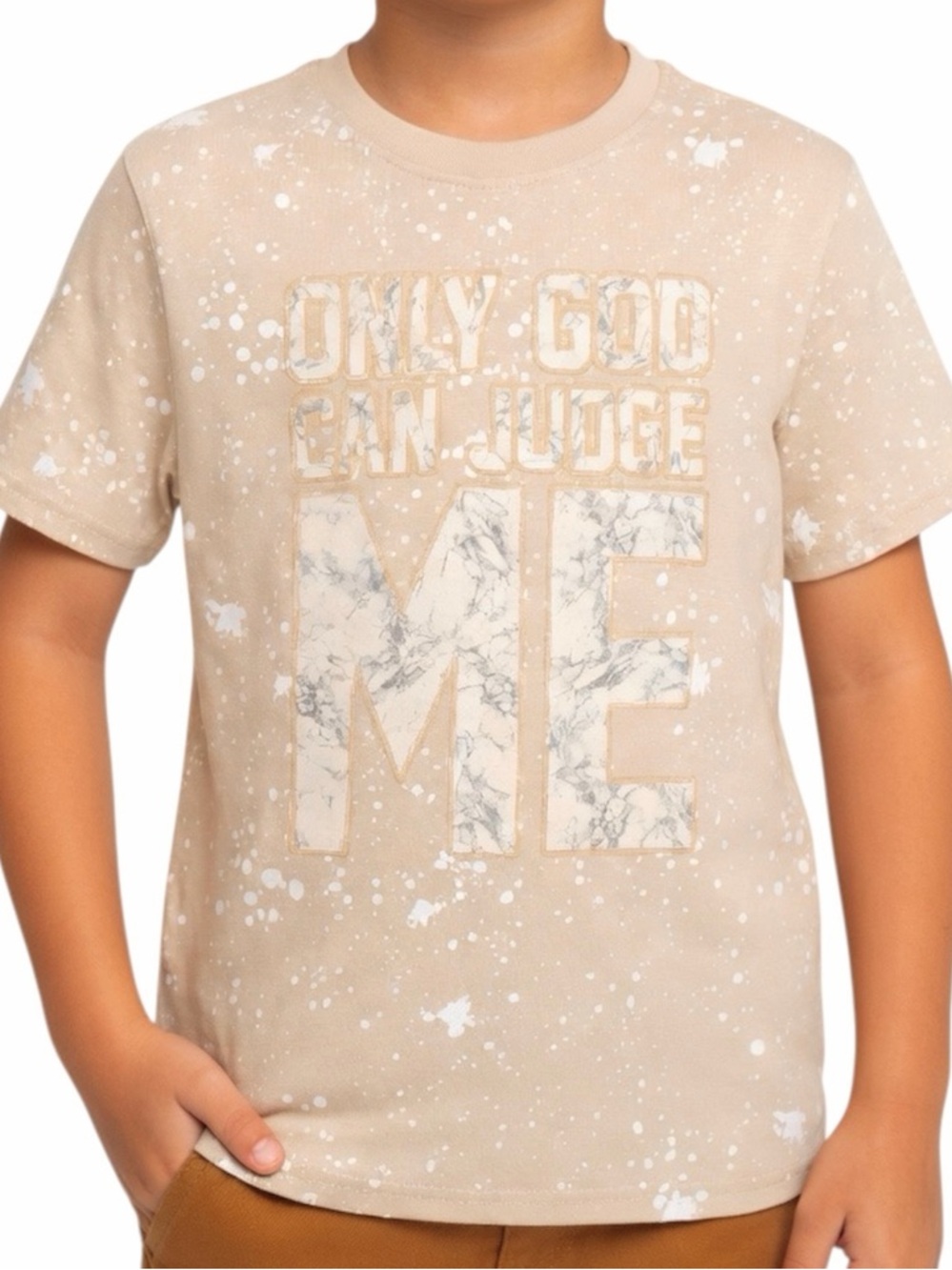 Kids Beige 'Only God Can Judge Me' Graphic Tee
